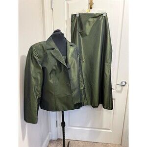 Carlisle Skirt Suit Womens Size 18 Olive Green 2-Piece Blazer Maxi Skirt
